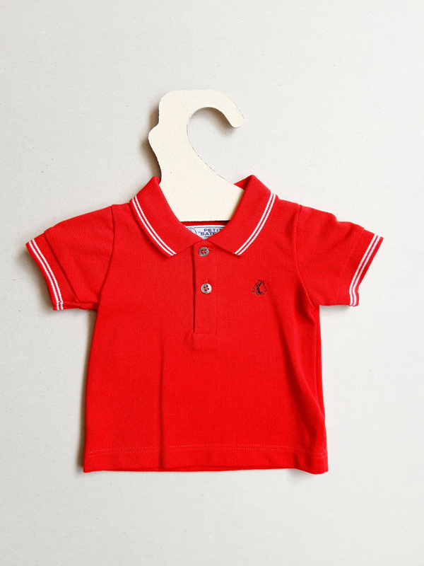 POLO - PETIT BATEAU - 3 MOIS - ROUGE